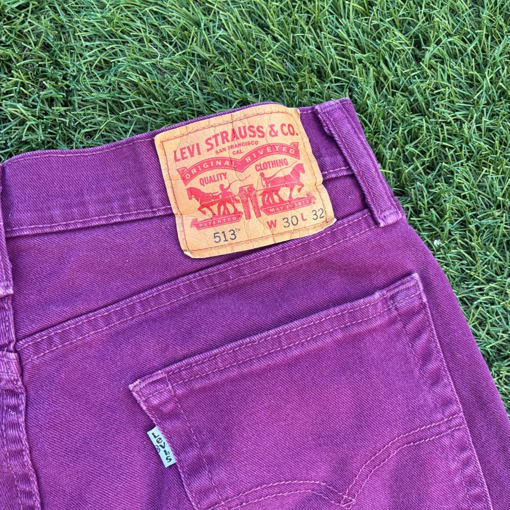 Levi's 513 White Tag 30x30 Pants Purple Cotton Stretch Jeans - Picture 3 of 11